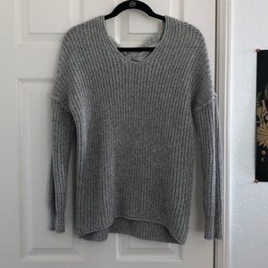 Grey sweater with cross back detail